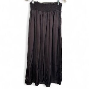 Aerie women's gray shine midi skirt with a smocked elastic waistband size medium